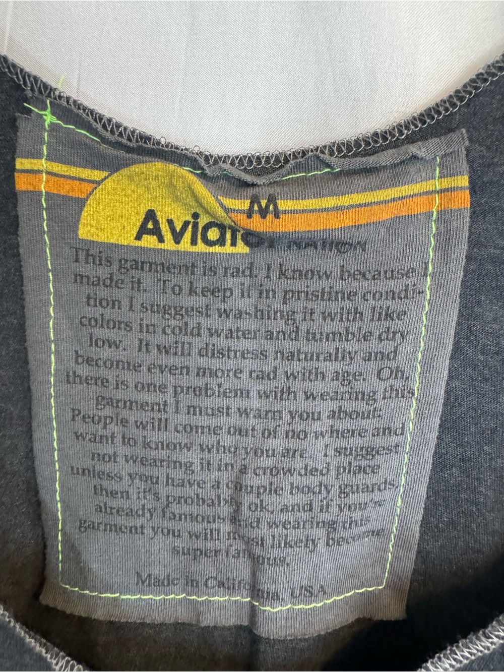Aviator Nation Charcoal Lightning Bolt Tank Top - Size M - Picture 2 of 4